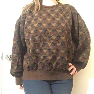 Final Price- Textured Brown Sweater w/Triangles